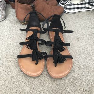 Black Tassel Sandals